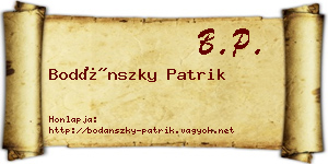 Bodánszky Patrik névjegykártya